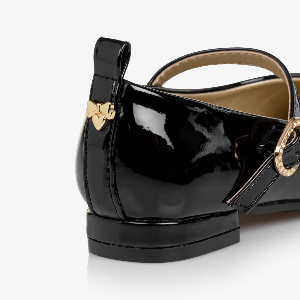 Angel's Face-Girls Black Patent Faux Leather Bar Shoes with Logo Charm | Childrensalon