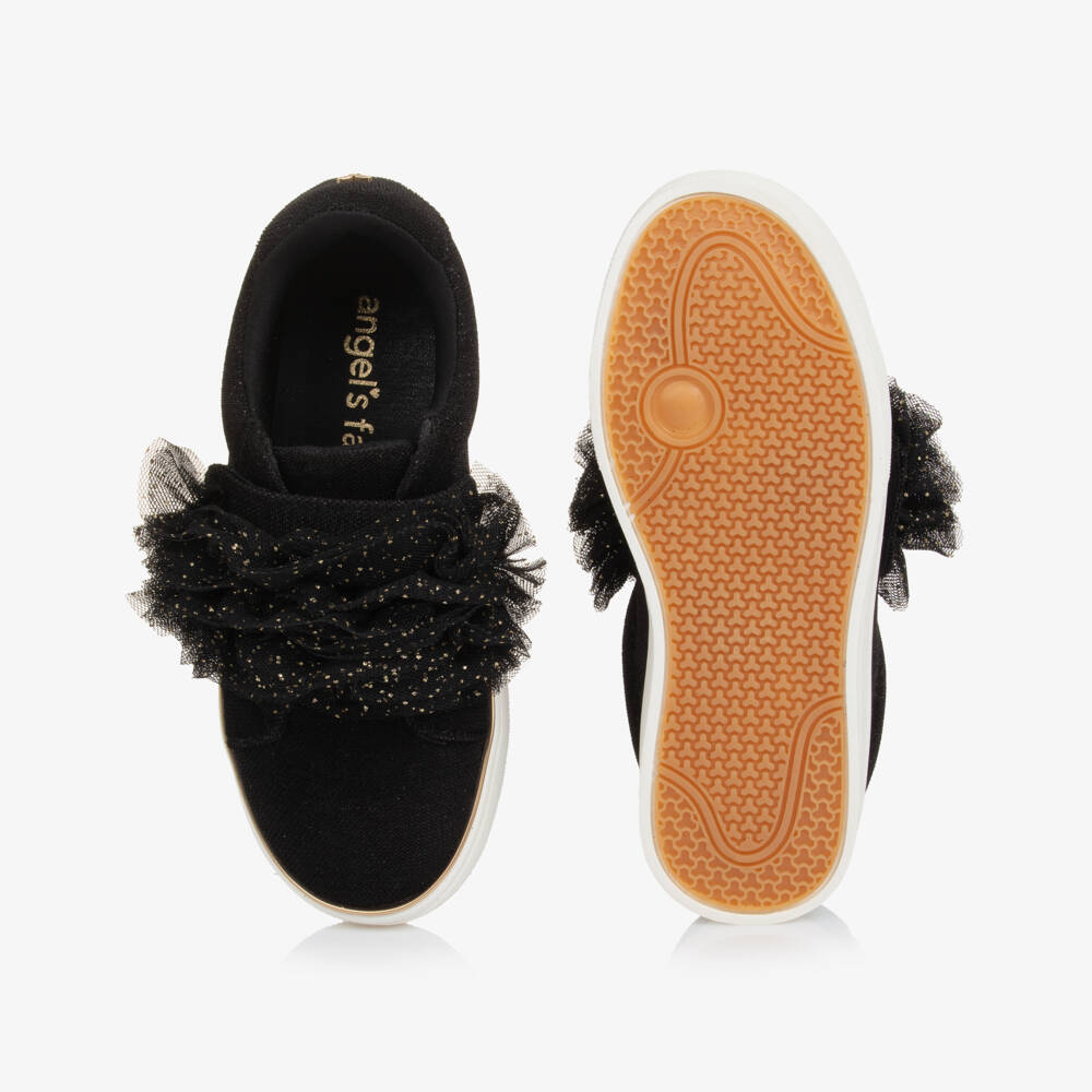Angel's Face-Girls Black Ruffle Velcro Trainers | Childrensalon