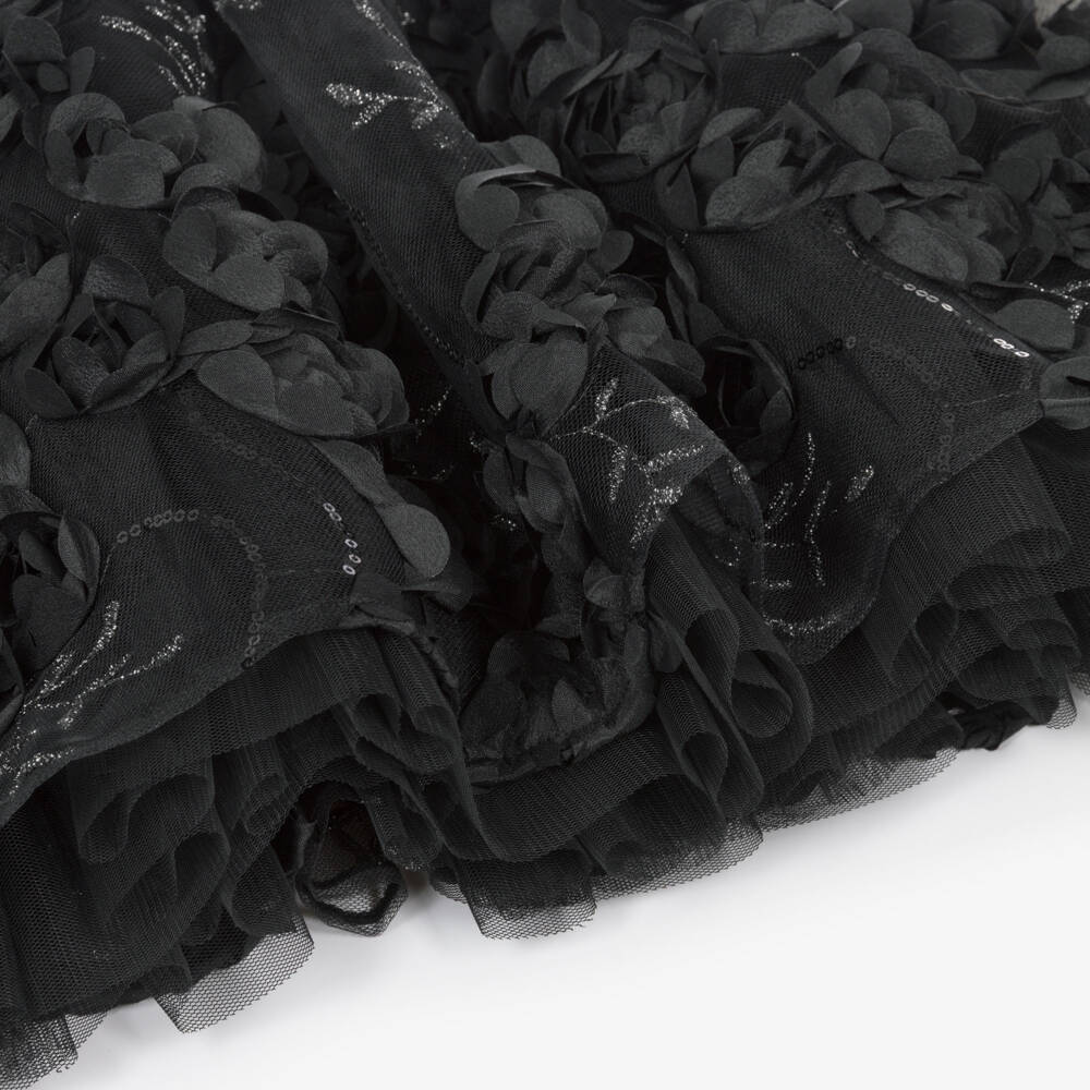 Angel's Face-Girls Black Tulle Margot Dress with 3D Roses | Childrensalon