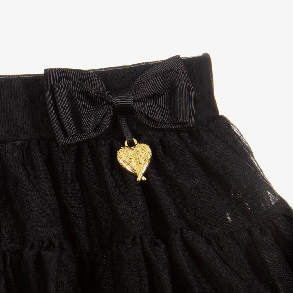Angel's Face-Girls Black Tulle Tutu Skirt with Logo Bow | Childrensalon