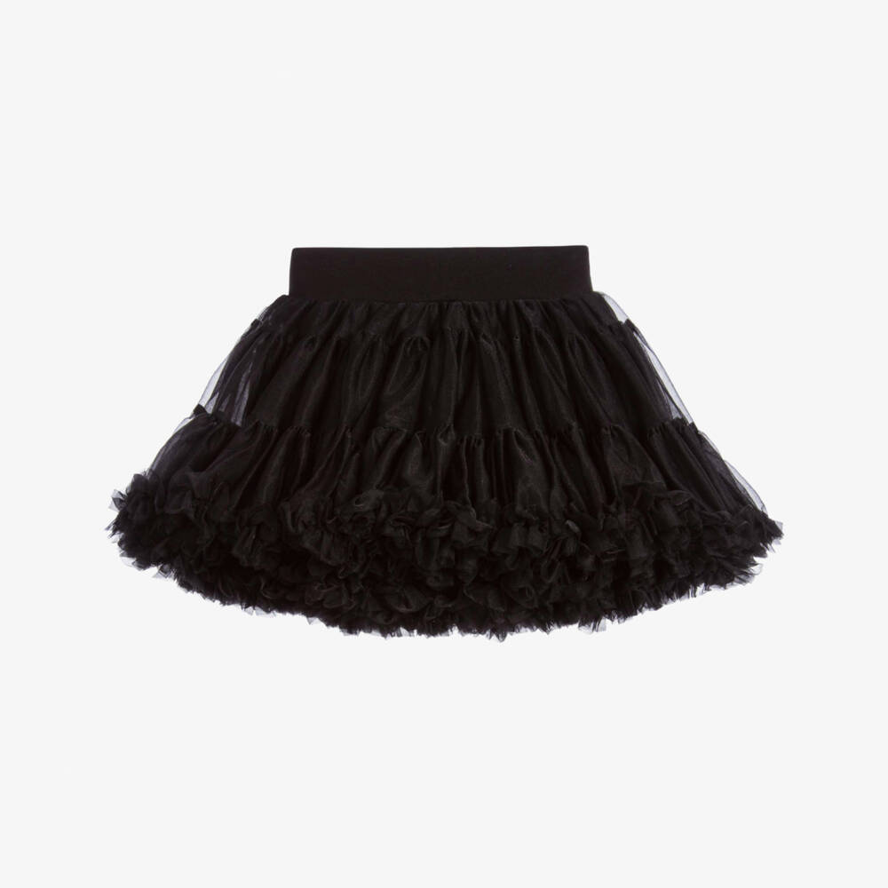 Angel's Face-Girls Black Tulle Tutu Skirt with Logo Bow | Childrensalon