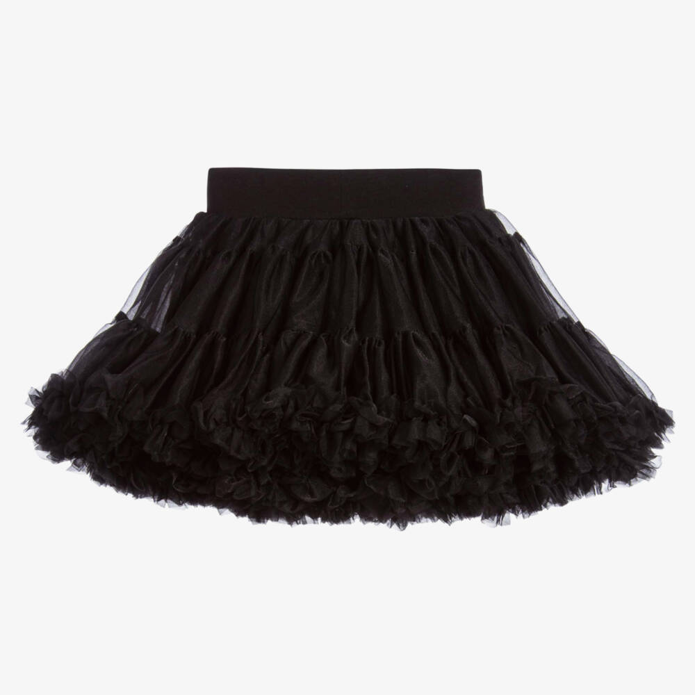 Angel's Face-Girls Black Tulle Tutu Skirt with Logo Bow | Childrensalon