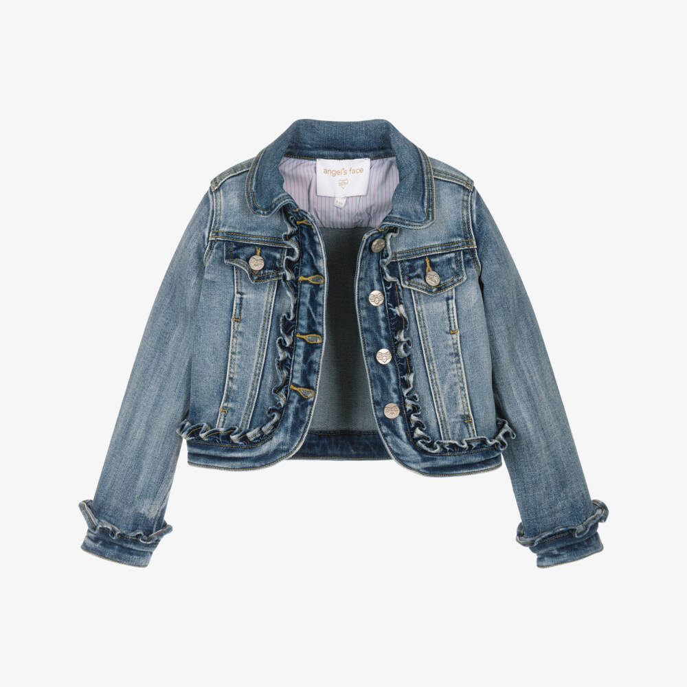 Angel's Face-Girls Blue Denim Jacket with Ruffles | Childrensalon