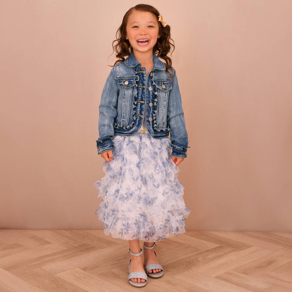 Angel's Face-Girls Blue Denim Jacket with Ruffles | Childrensalon