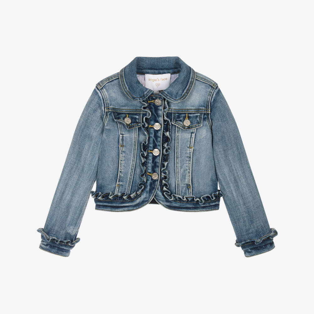Angel's Face-Girls Blue Denim Jacket with Ruffles | Childrensalon