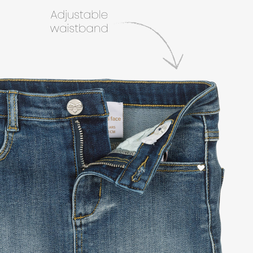 Angel's Face-Girls Blue Denim Skirt with Glittery Pink Tulle Ruffles | Childrensalon