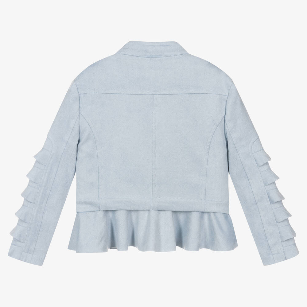 Angel's Face-جاكيت بايكر شامواه صناعي لون أزرق فاتح للبنات | Childrensalon
