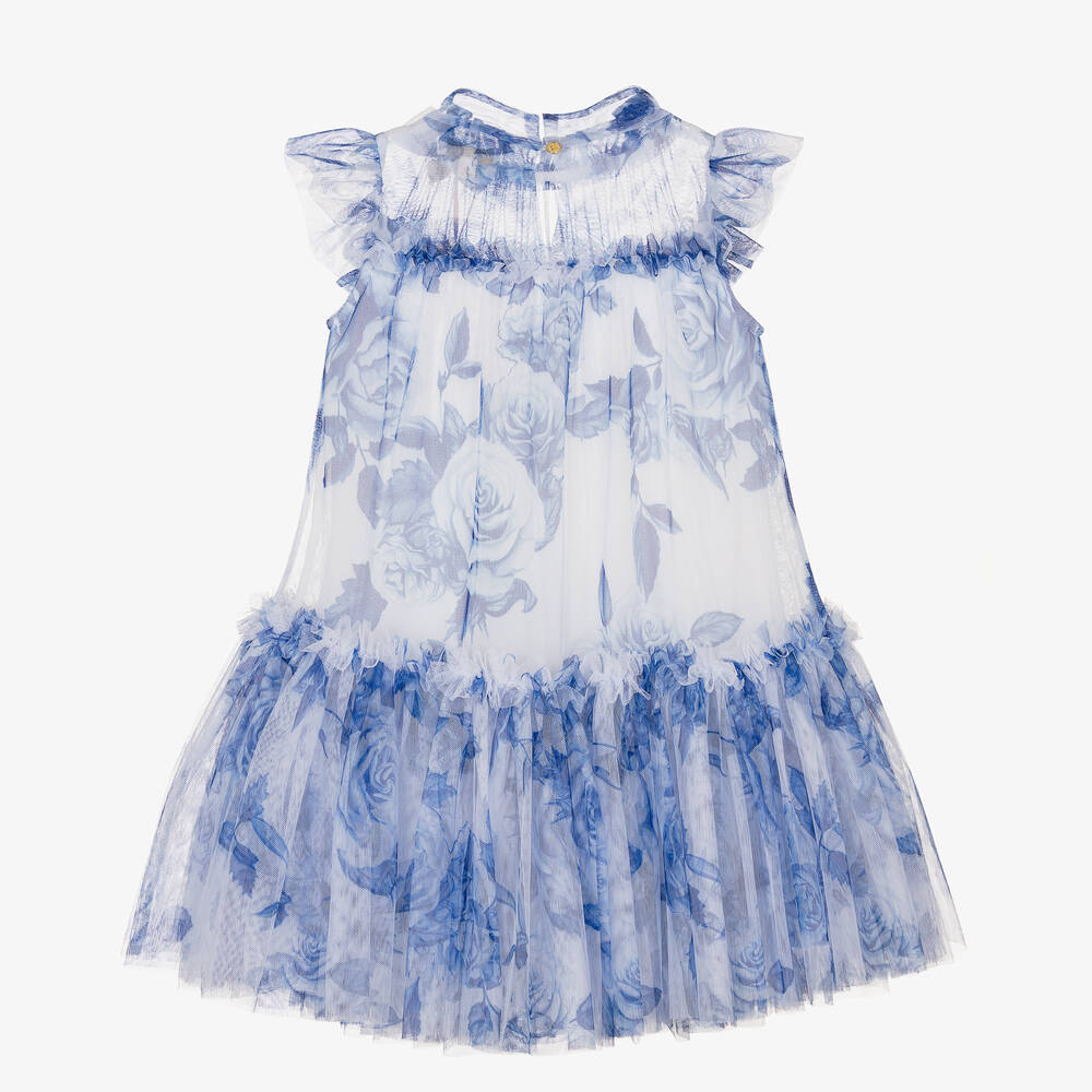 Angel's Face-Girls Blue Floral Tulle Dress | Childrensalon