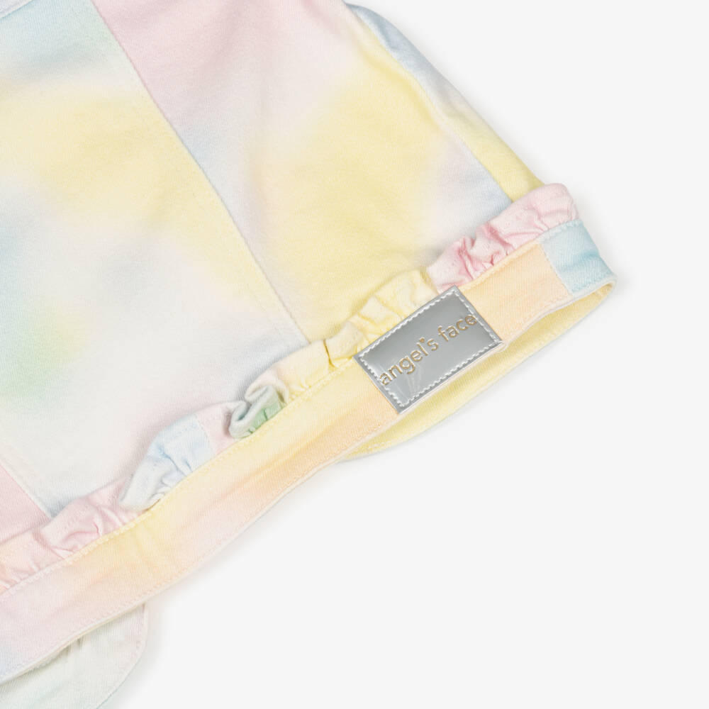 Angel's Face-Girls Blue Rainbow Denim Jacket with Ruffles | Childrensalon