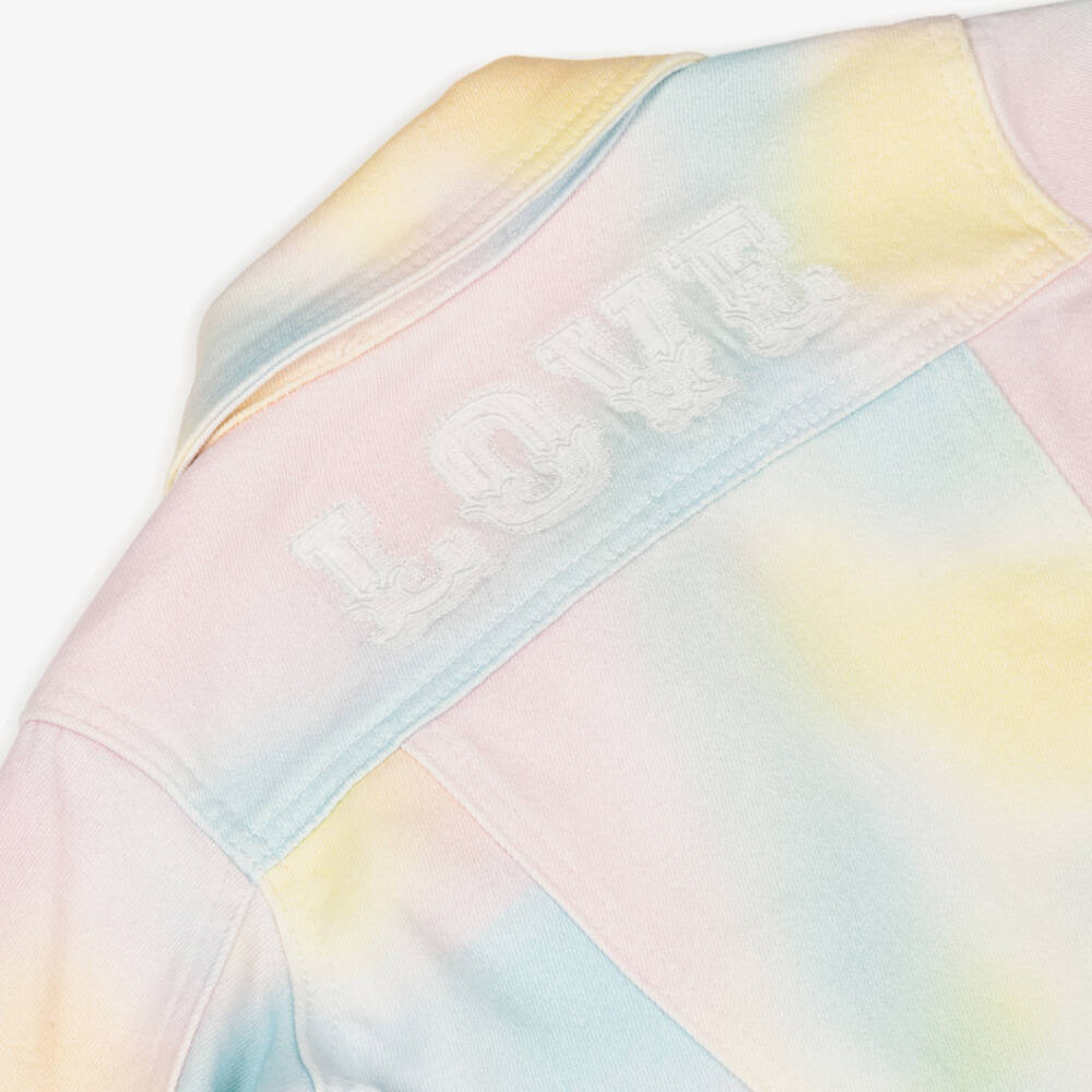 Angel's Face-Girls Blue Rainbow Denim Jacket with Ruffles | Childrensalon