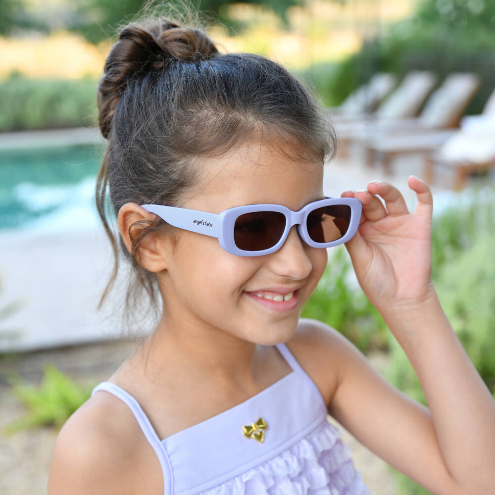 Angel's Face-Girls Blue Rectangle Frame Tinted Sunglasses (UV400) | Childrensalon