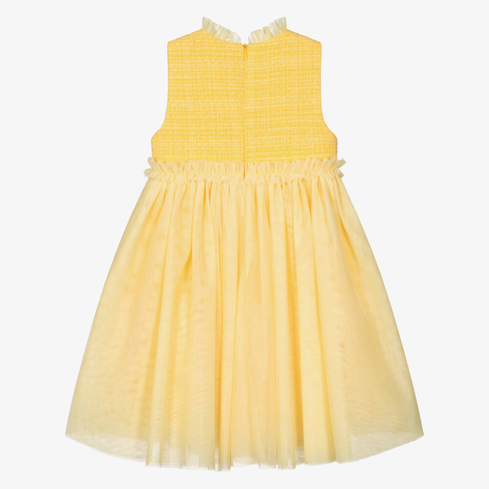 Angel's Face-Girls Bright Yellow Shimmery Tweed & Tulle Dress | Childrensalon