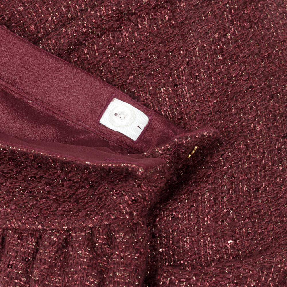Angel's Face-Girls Burgundy & Gold Frankie Tweed Skirt | Childrensalon