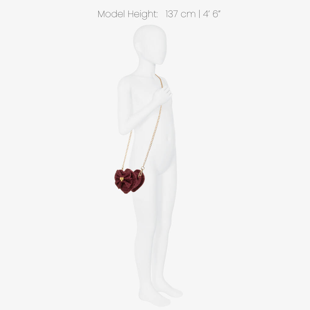 Angel's Face-Girls Burgundy Jade Tweed Heart Bag (14cm) | Childrensalon