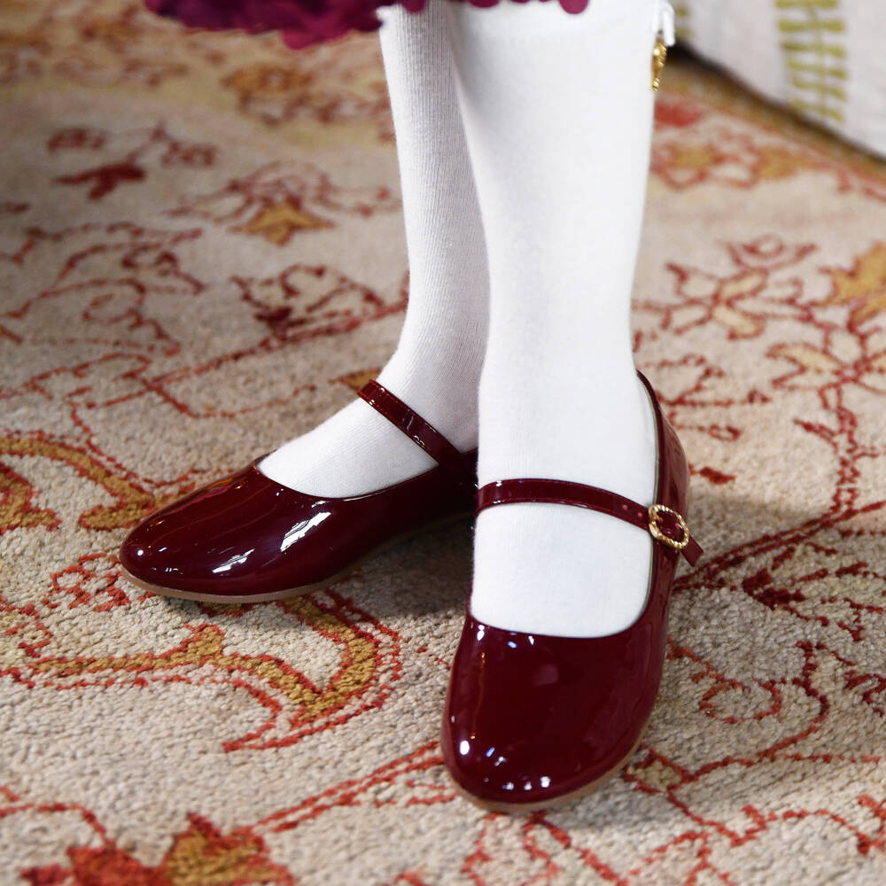 Angel's Face-Girls Burgundy Red Patent Faux Leather Bar Shoes | Childrensalon