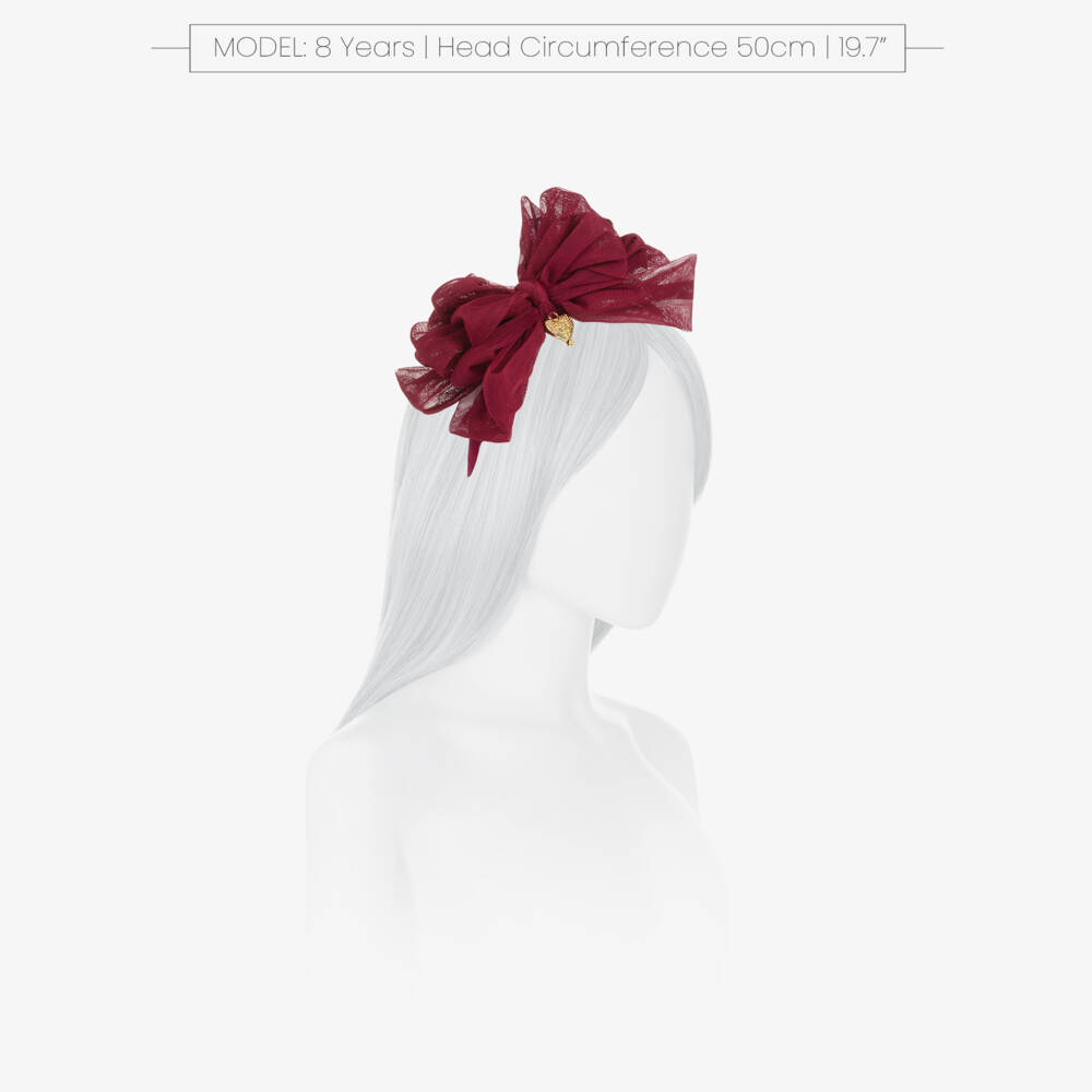 Angel's Face-Girls Burgundy Red Tulle Bow Hairband  | Childrensalon