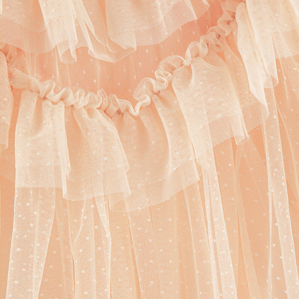 Angel's Face-Girls Champagne Pink Ruffle Tulle Dress | Childrensalon