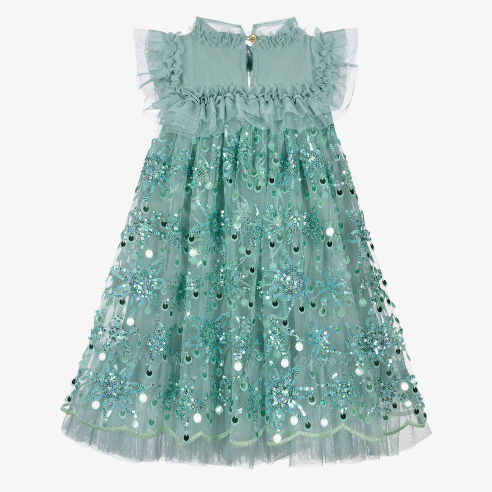 Angel's Face-Girls Duck Egg Green Sequin Dress | Childrensalon