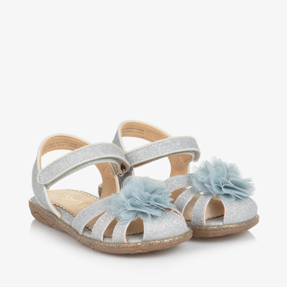 Angel's Face-صندل لون فضي براق للبنات | Childrensalon