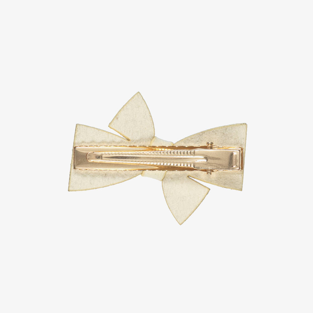 Angel's Face-Girls Gold Diamanté Embellished Bow Hair Clip (6cm) | Childrensalon