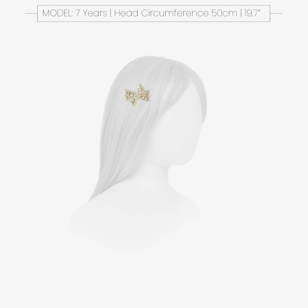 Angel's Face-Girls Gold Diamanté Embellished Bow Hair Clip (6cm) | Childrensalon