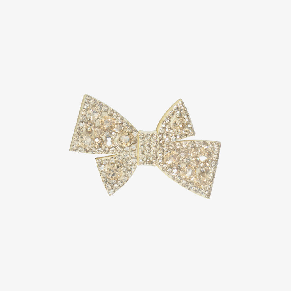 Angel's Face-Girls Gold Diamanté Embellished Bow Hair Clip (6cm) | Childrensalon