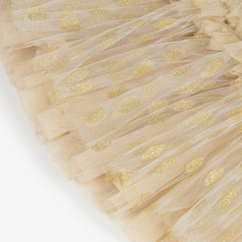 Angel's Face-Girls Gold Embroidered Tulle Ruffle Dress | Childrensalon
