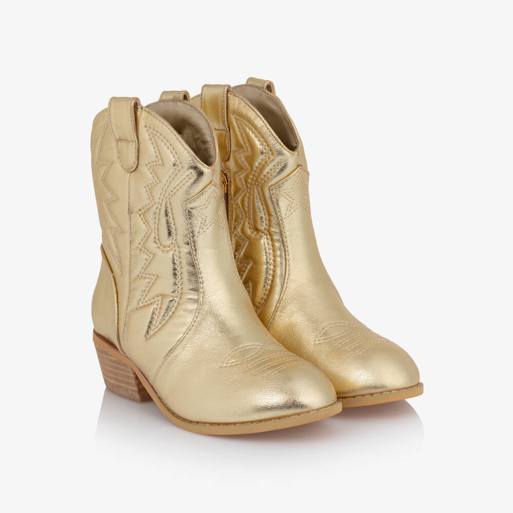 Angel's Face-Girls Gold Faux Leather Cowboy Boots | Childrensalon