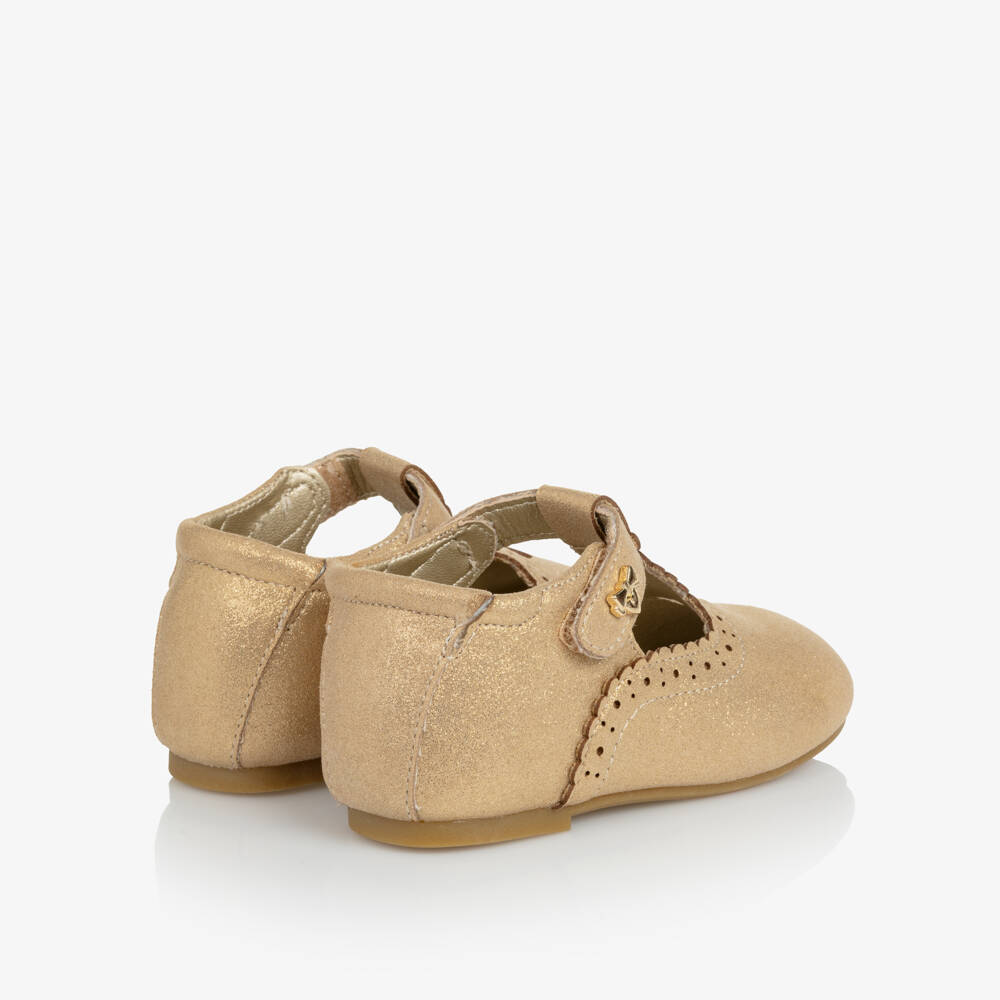Angel's Face-Girls Gold Faux Leather First Walker T-Bar Shoes | Childrensalon