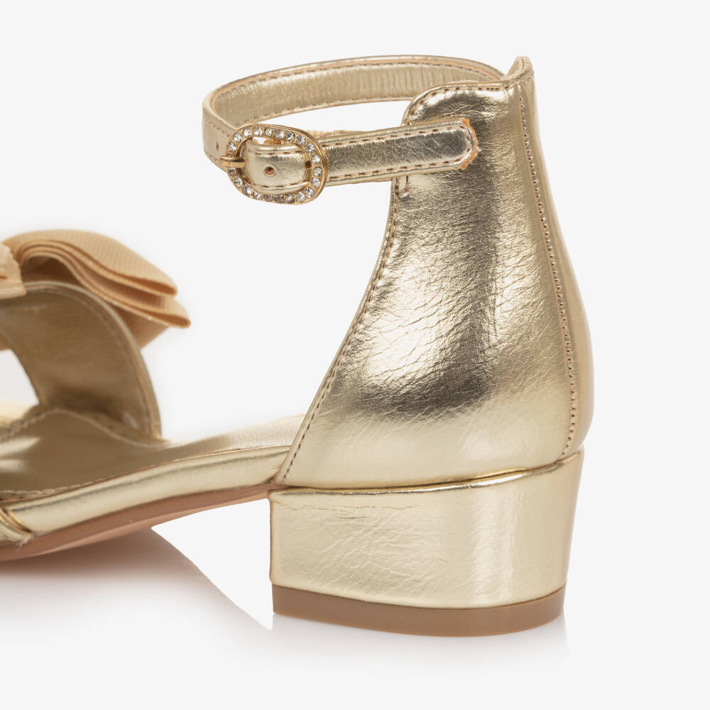 Angel's Face-صندل بكعب جلد صناعي لون ذهبي للبنات | Childrensalon