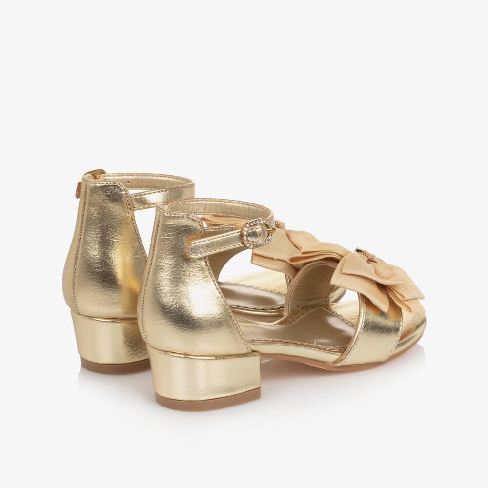 Angel's Face-صندل بكعب جلد صناعي لون ذهبي للبنات | Childrensalon