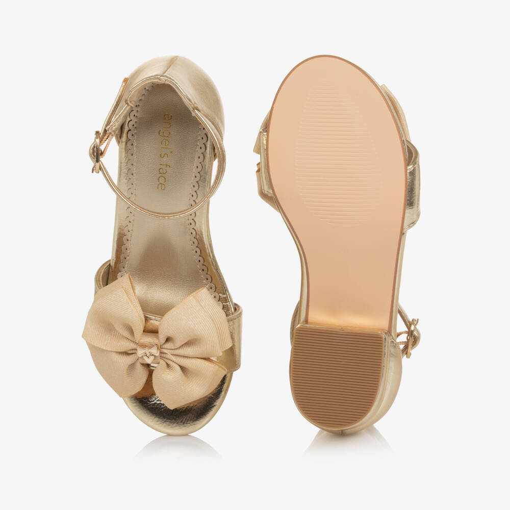 Angel's Face-صندل بكعب جلد صناعي لون ذهبي للبنات | Childrensalon
