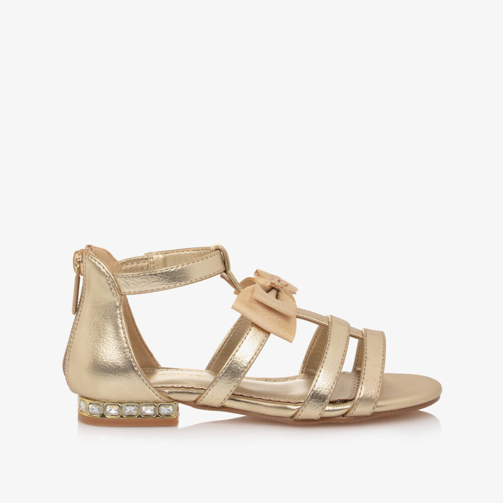 Angel's Face-Girls Gold Faux Leather Zip Fastening Sandals | Childrensalon
