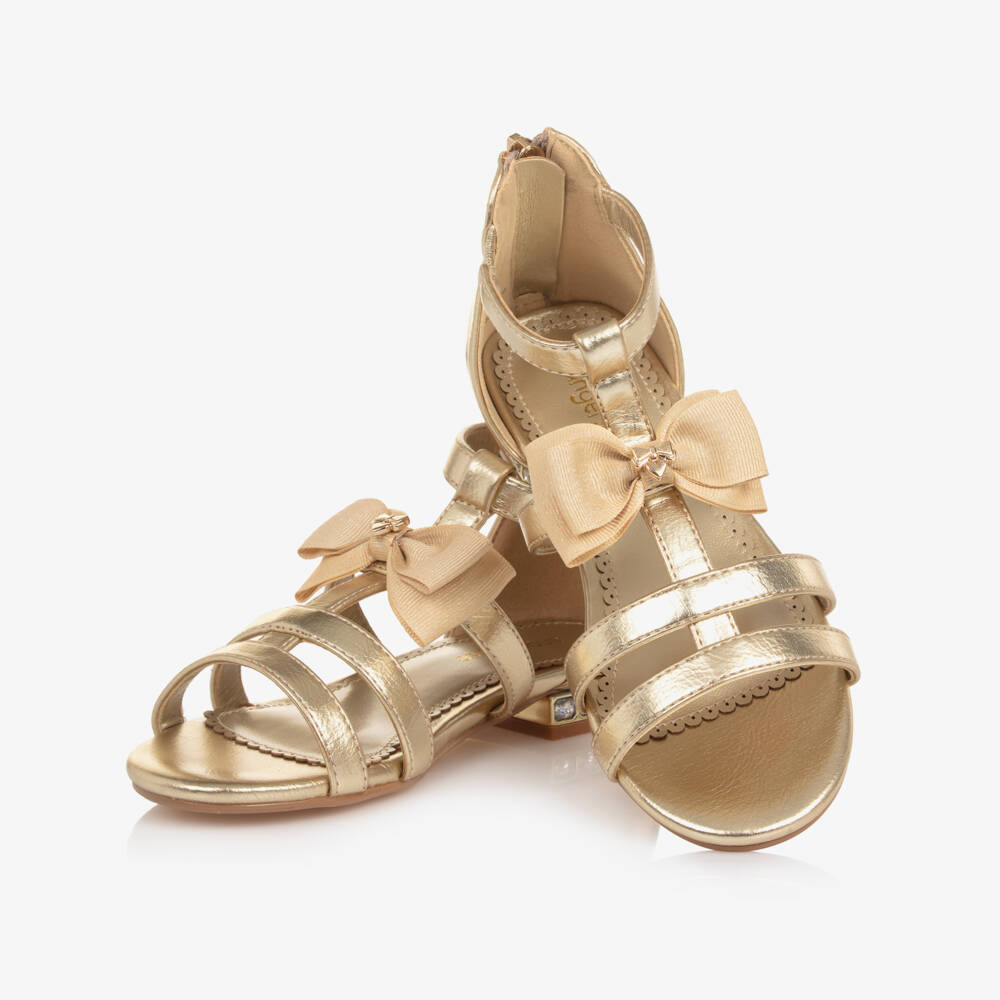 Angel's Face-Girls Gold Faux Leather Zip Fastening Sandals | Childrensalon
