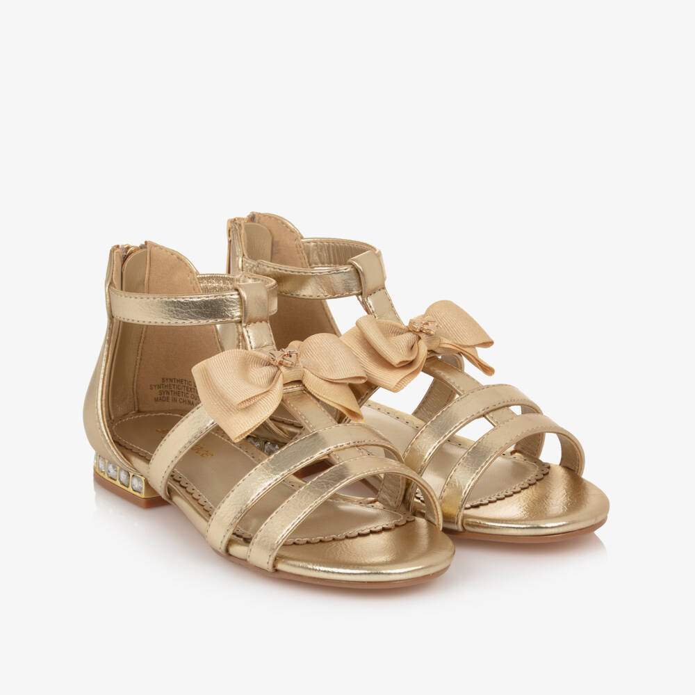 Angel's Face-Girls Gold Faux Leather Zip Fastening Sandals | Childrensalon