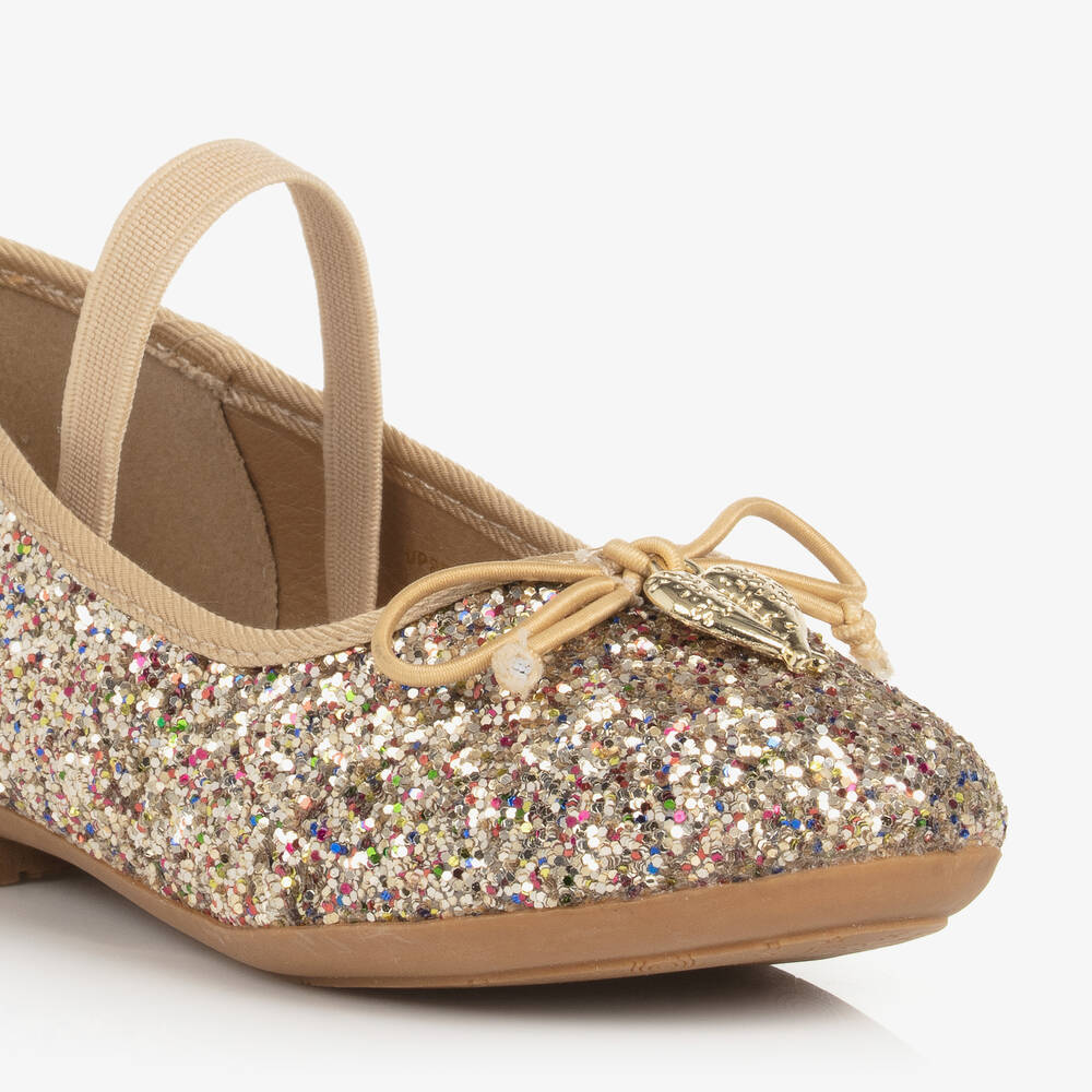 Angel's Face-Girls Gold Glittery Ballerina Flats | Childrensalon