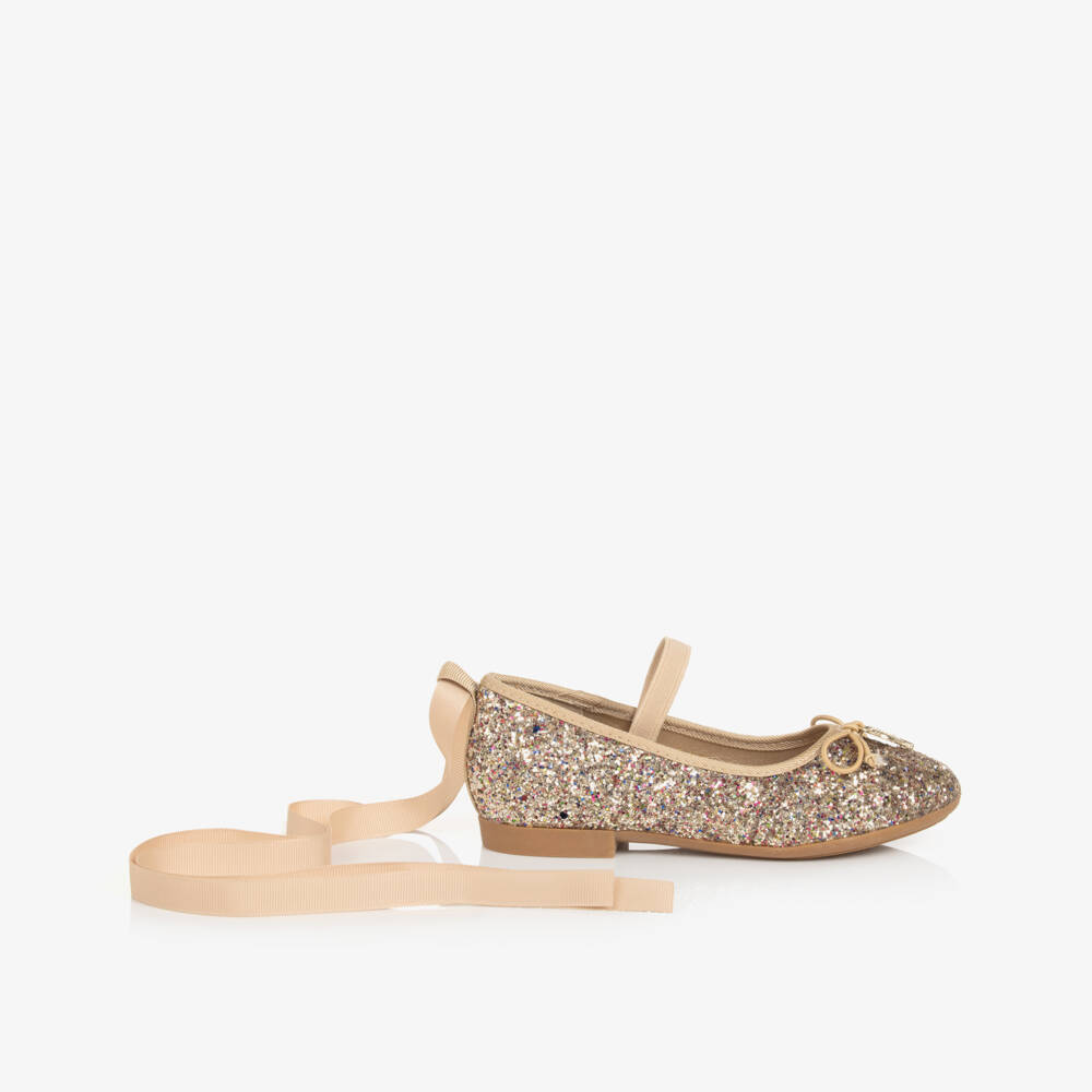 Angel's Face-Girls Gold Glittery Ballerina Flats | Childrensalon