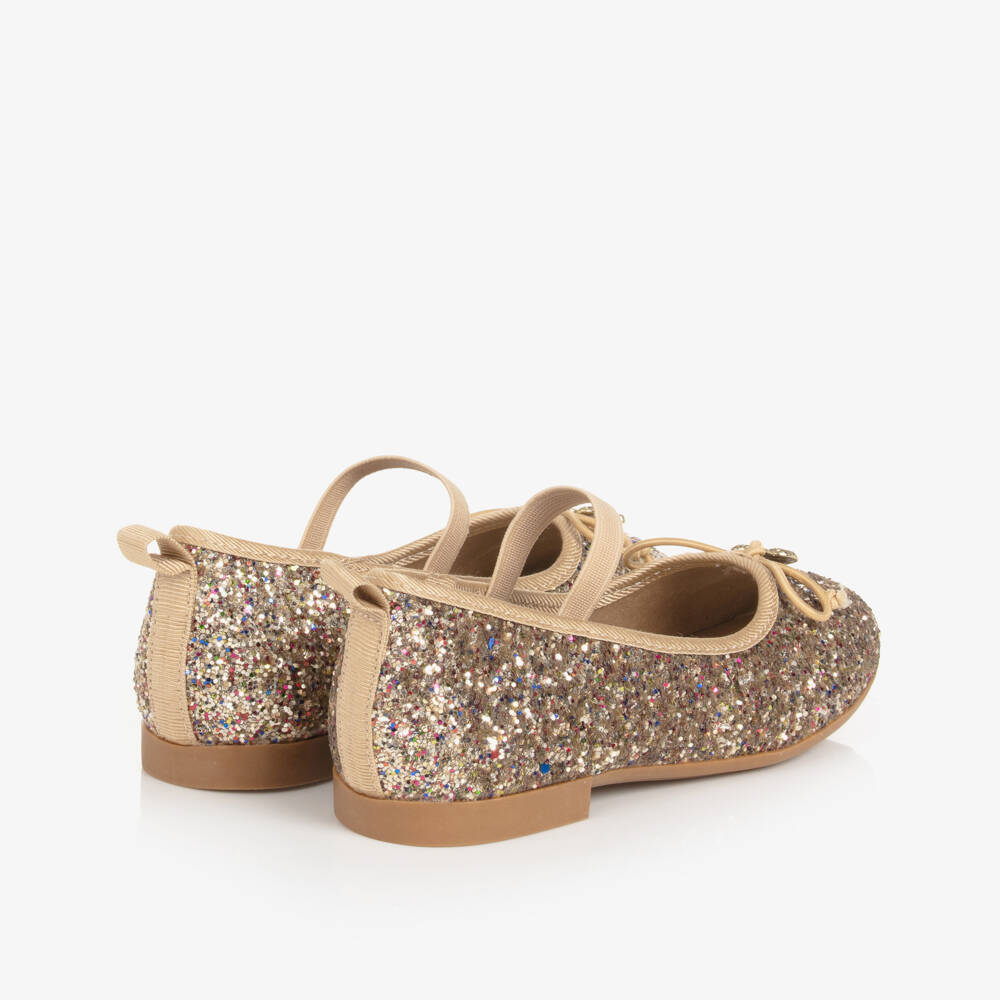 Angel's Face-Girls Gold Glittery Ballerina Flats | Childrensalon