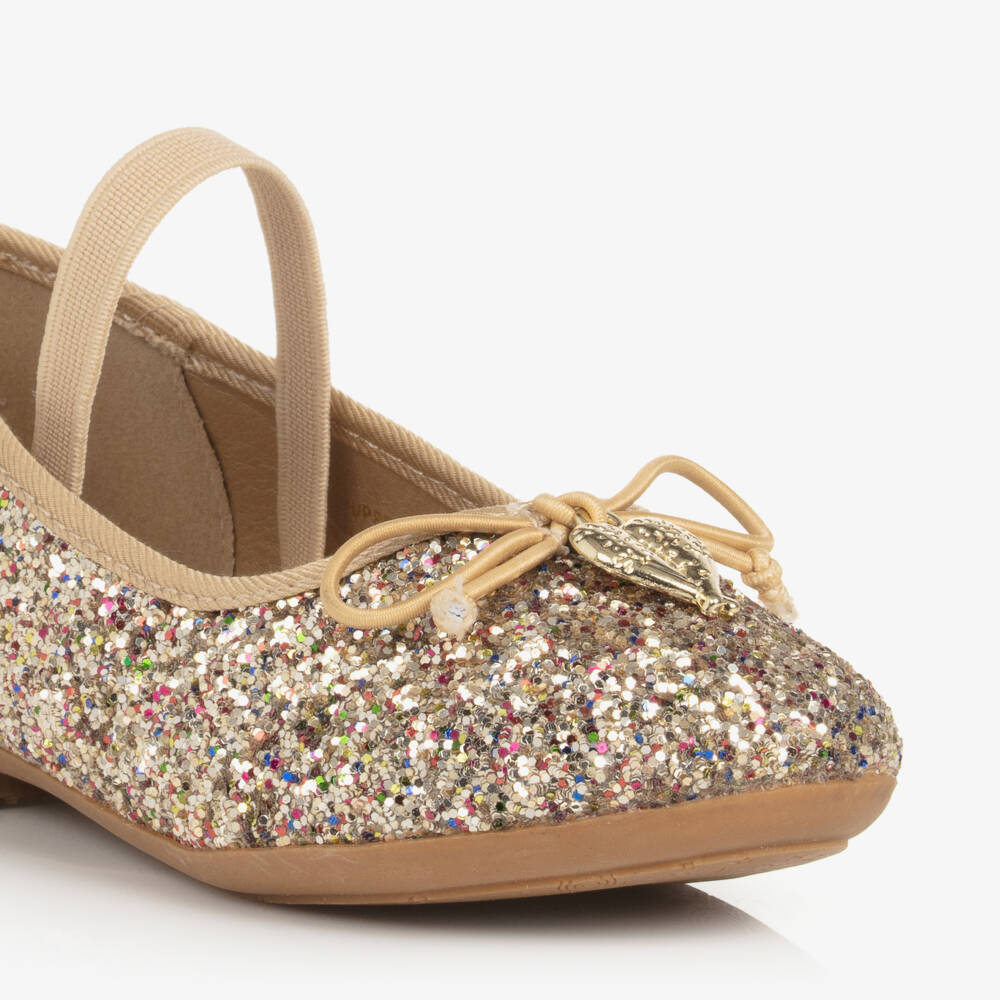 Angel's Face-Girls Gold Glittery Ballerina Flats | Childrensalon