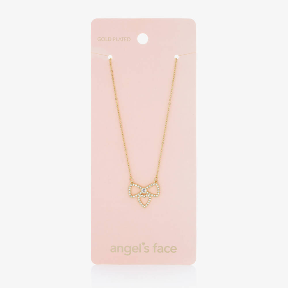 Angel's Face-Позолоченное ожерелье с бантиком (44см) | Childrensalon