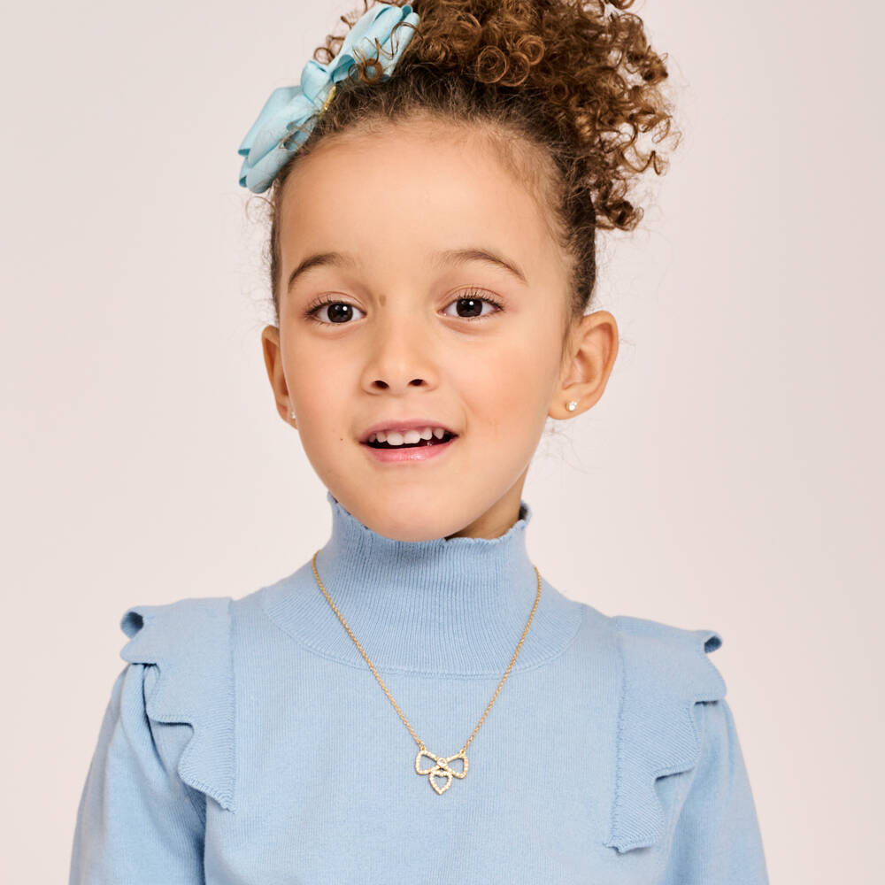 Angel's Face-Позолоченное ожерелье с бантиком (44см) | Childrensalon