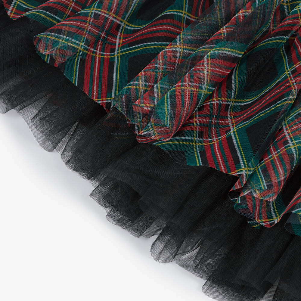 Angel's Face-Girls Green & Red Etta Tartan Tulle Dress | Childrensalon