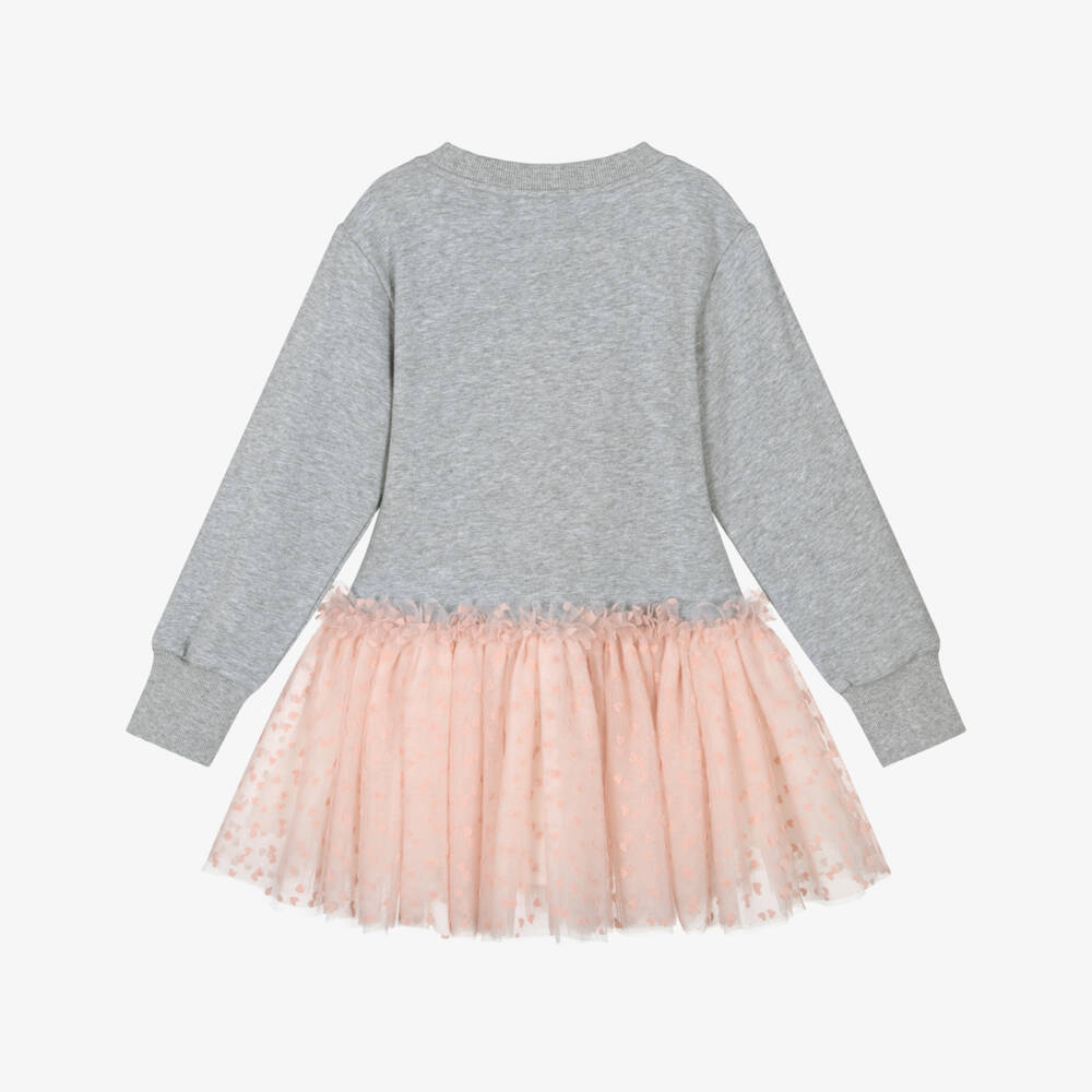 Angel's Face-Girls Grey Jersey & Pink Tulle Dress | Childrensalon