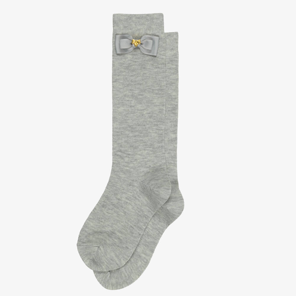 Angel's Face-Girls Grey Monica Bow Socks | Childrensalon