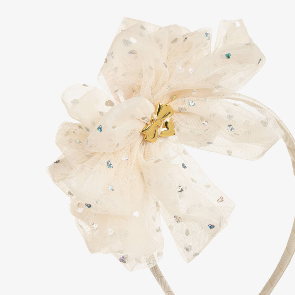 Angel's Face-Girls Ivory Gladys Holographic Heart Hairband | Childrensalon