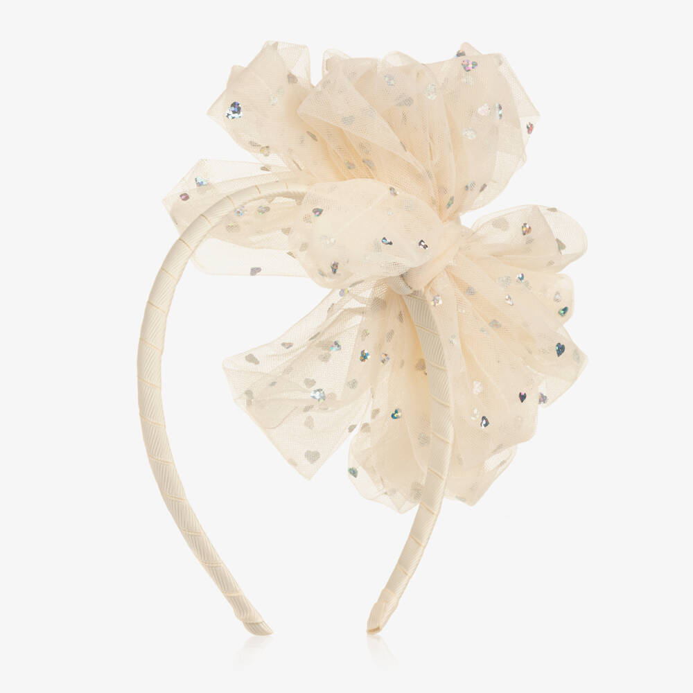 Angel's Face-Girls Ivory Gladys Holographic Heart Hairband | Childrensalon