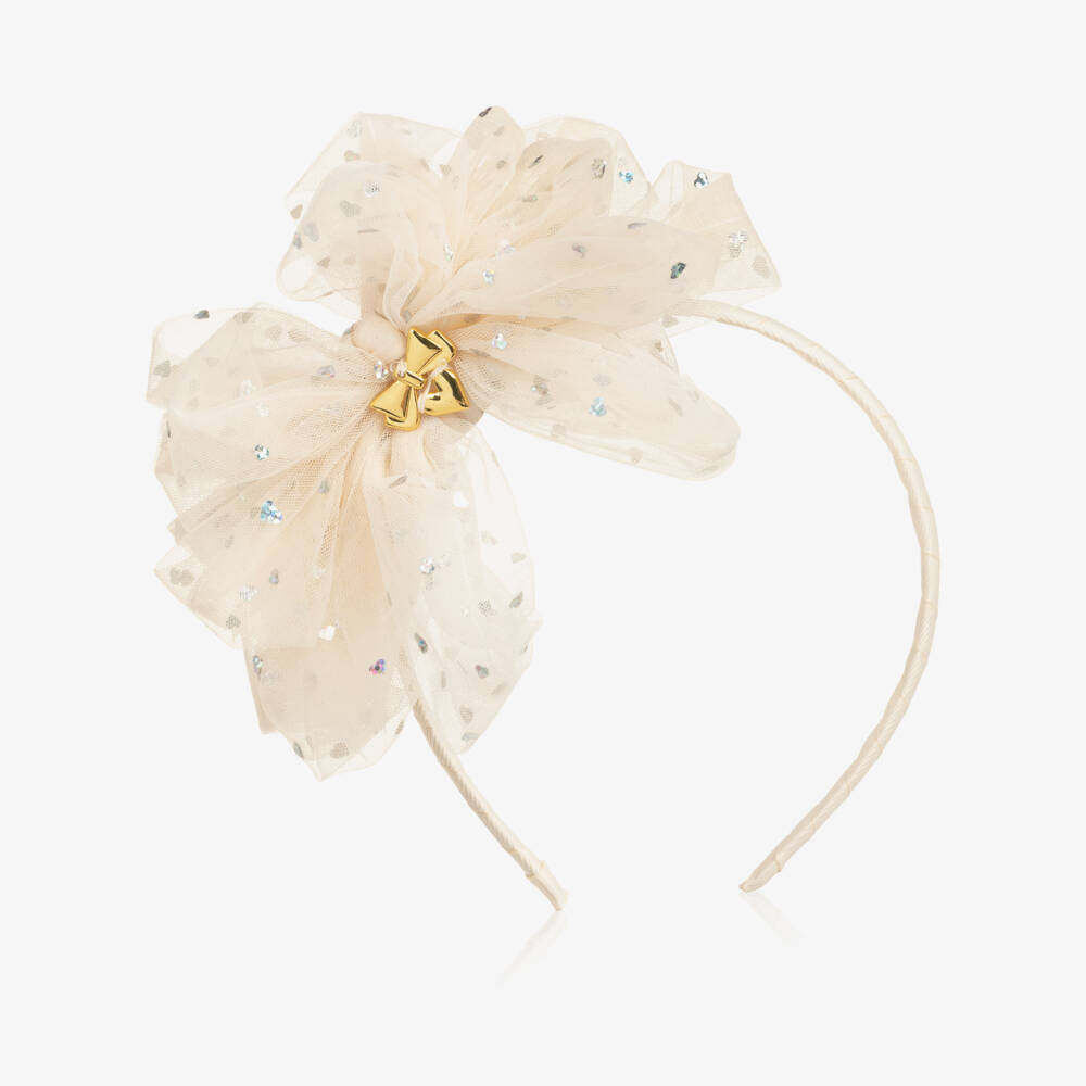 Angel's Face-Girls Ivory Gladys Holographic Heart Hairband | Childrensalon