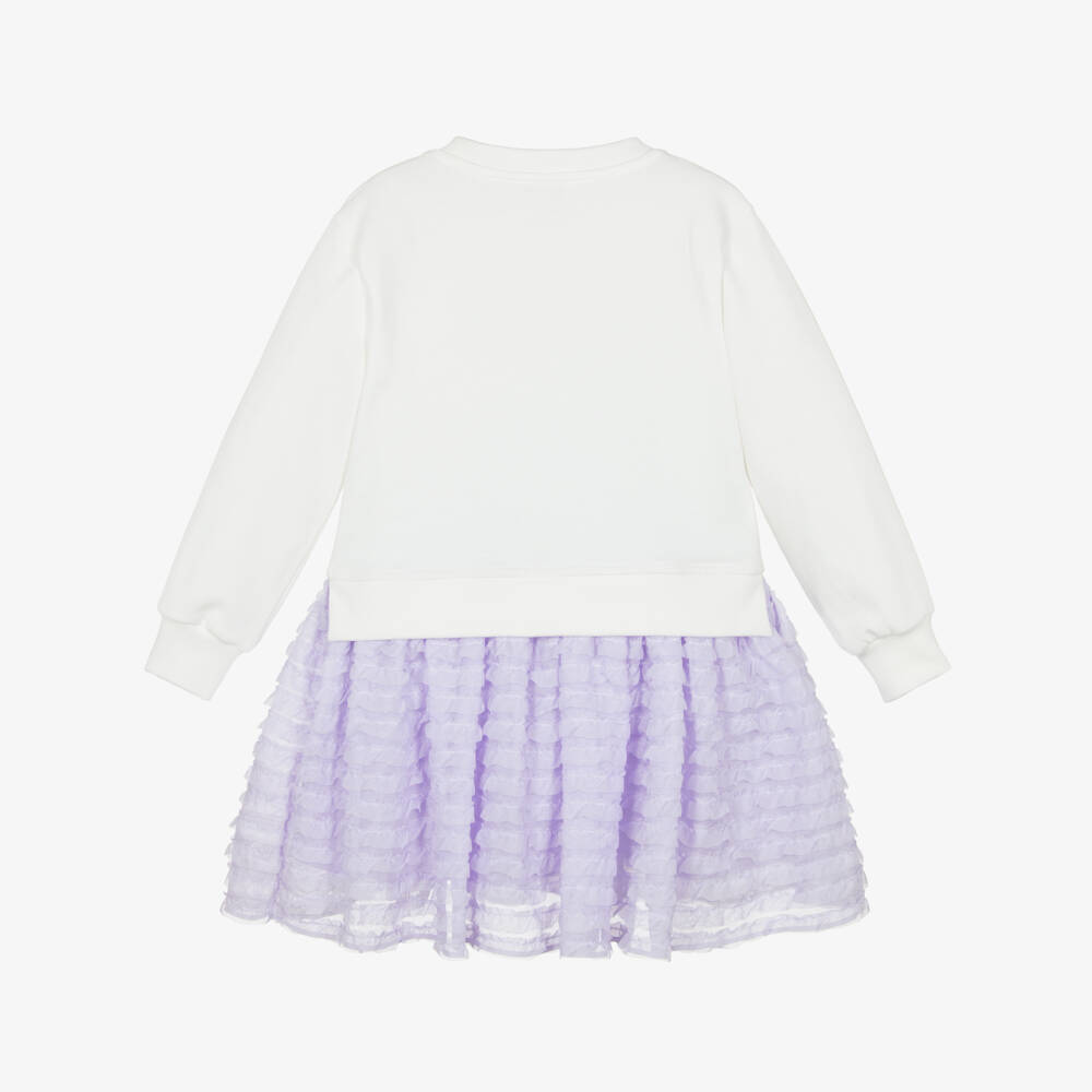 Angel's Face-Girls Ivory Jersey & Lilac Chiffon Ruffle Dress | Childrensalon