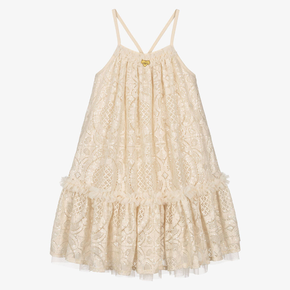 Angel's Face-Girls Ivory Lace & Sequin Strappy Dress | Childrensalon