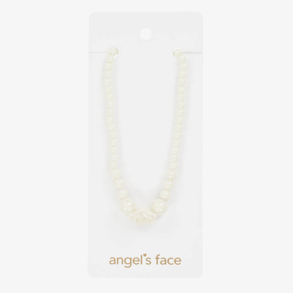 Angel's Face-Girls Ivory Rose Necklace (46cm) | Childrensalon